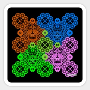 skull candy with pattern mandala picnic wallpaper in tribal mexican art Sticker